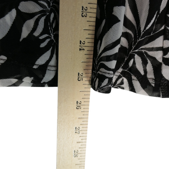 NEW INC Turtleneck Sweater Womens XL Black White Floral Sheer Mesh Stretch Boho - Picture 9 of 12